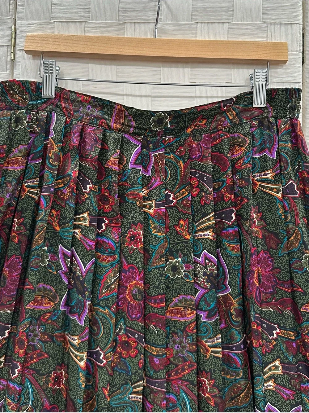 Vintage Koret 2-Piece Blouse & Paisley Midi Skirt Set Women’s Size 10